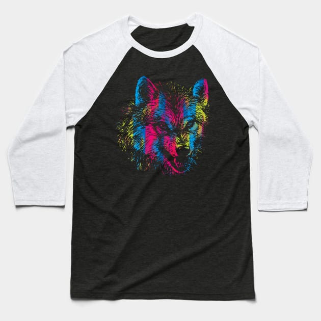 Vibrant Wolf Baseball T-Shirt by Daletheskater